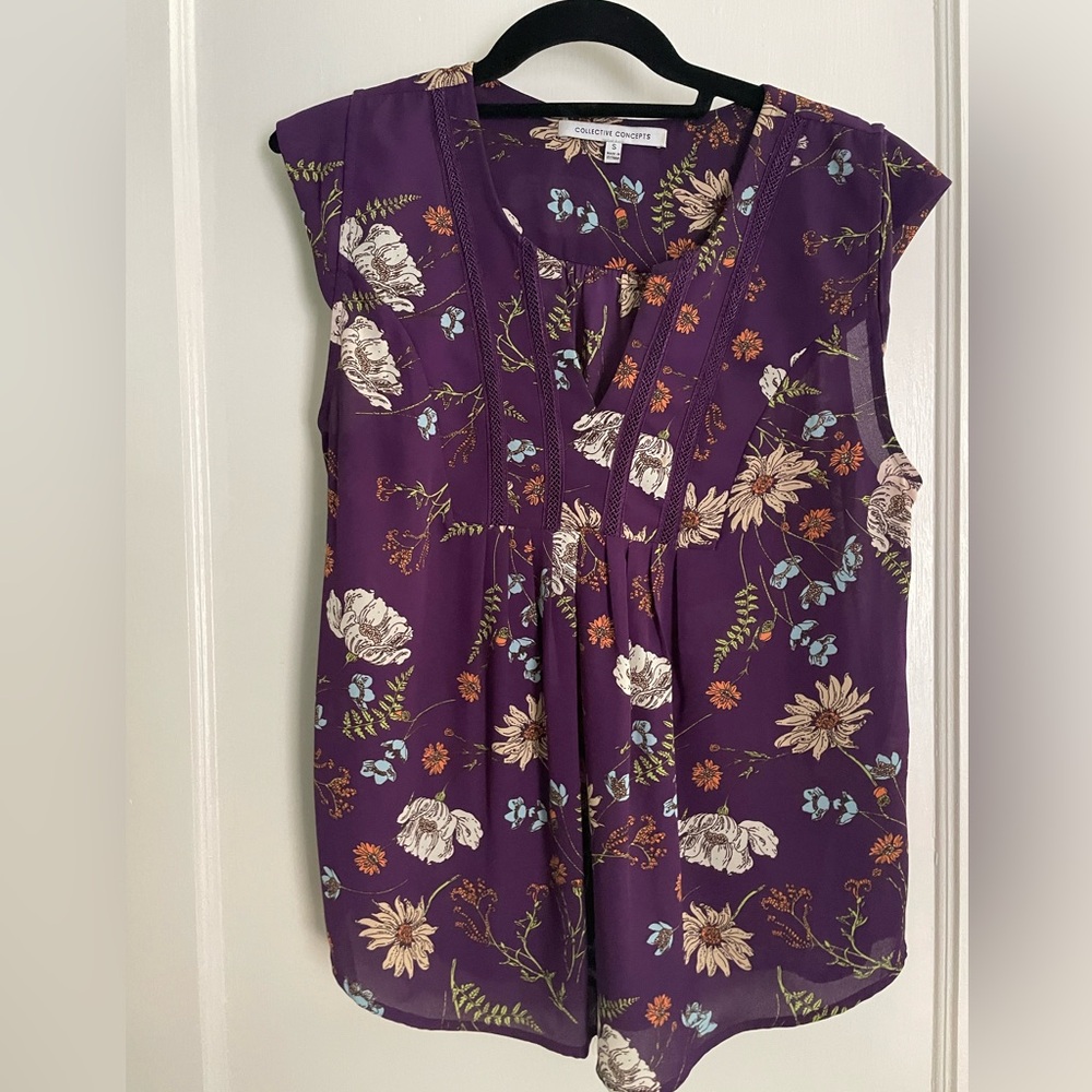 Collective concepts purple floral blouse